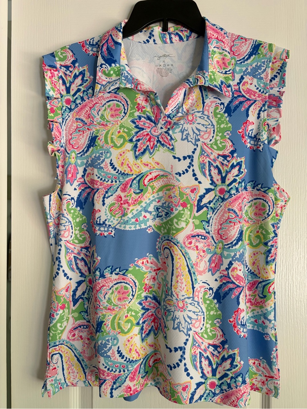 Gottex Sleeveless Paisley Golf/Tennis Dry-Fit Polo